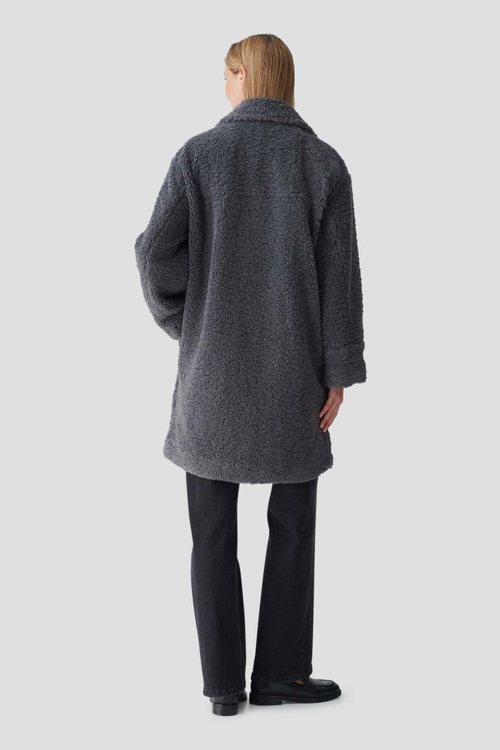 Donkergrijze teddy mantel van Opus voor Dames