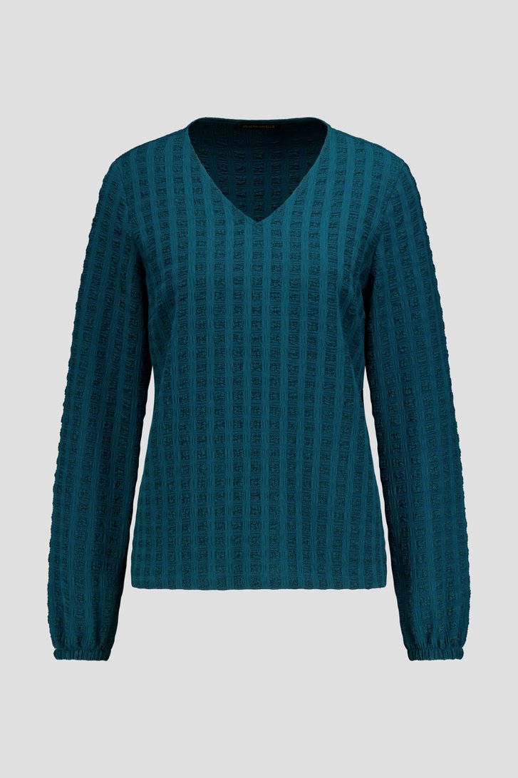 Productfoto 1 van Donkergroene blouse met V-hals door Claude Arielle voor Dames