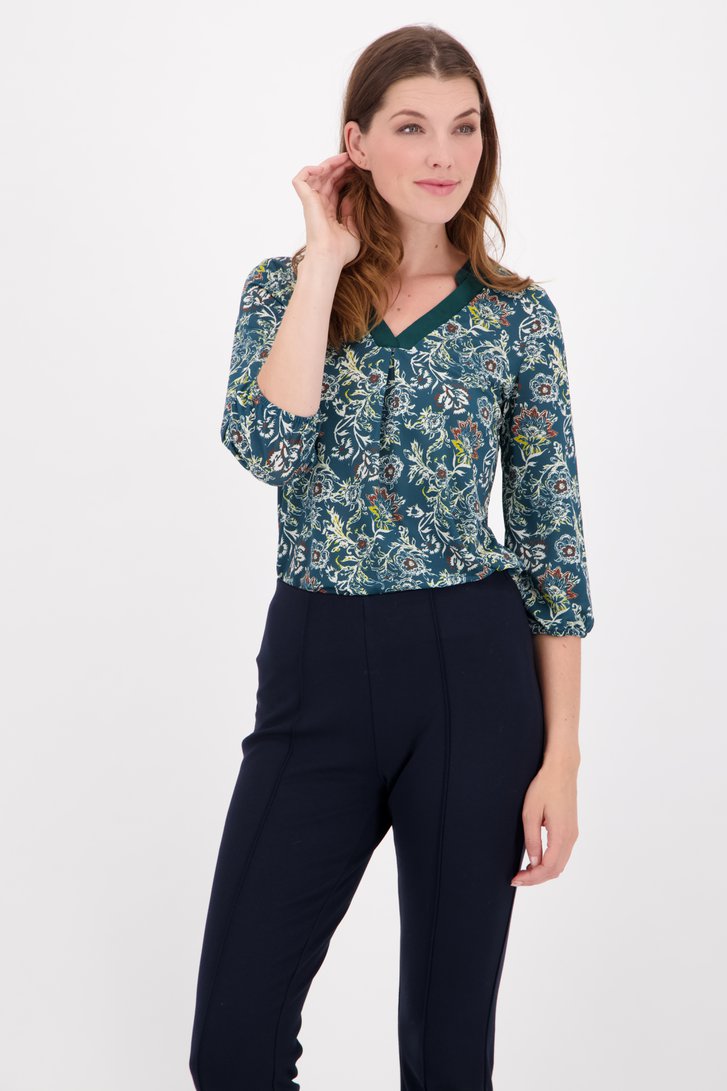Donkergroene blouse met zijdelook van Diane Laury voor Dames