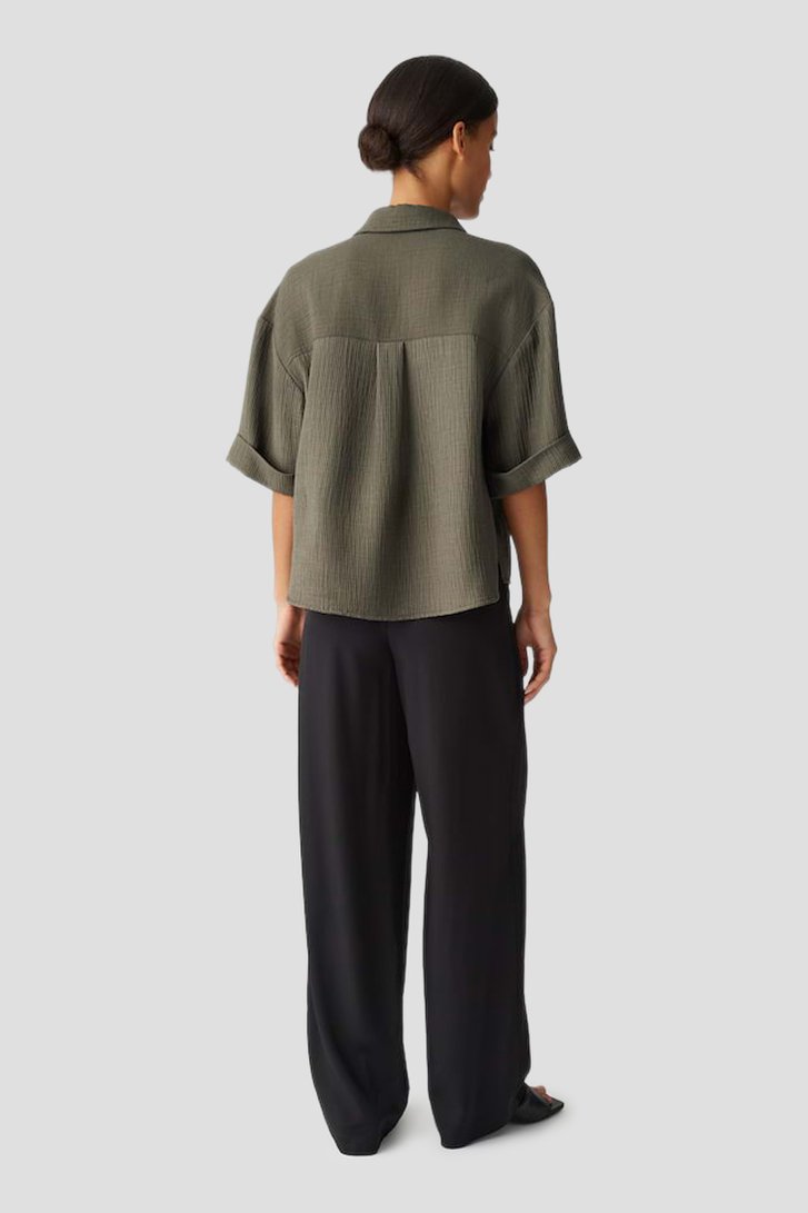 Achterkant van Donkergroene blouse uit structuurstof door Opus voor Dames