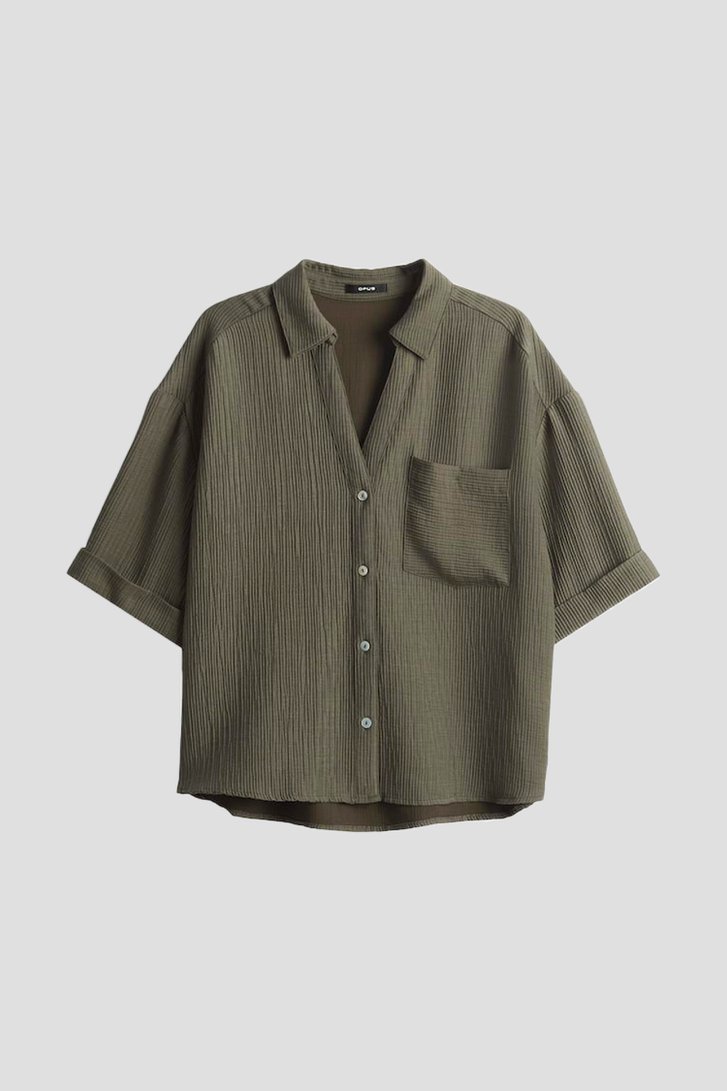 Productfoto 1 van Donkergroene blouse uit structuurstof door Opus voor Dames