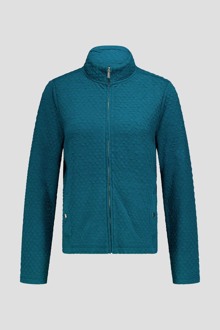 Productfoto 1 van Donkergroene cardigan met rits door Claude Arielle voor Dames