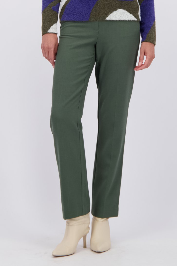 Detail van Donkergroene geklede broek door Claude Arielle voor Dames