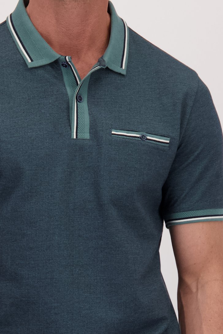 Detail van Donkergroene polo met korte mouwen door Dansaert Blue voor Heren