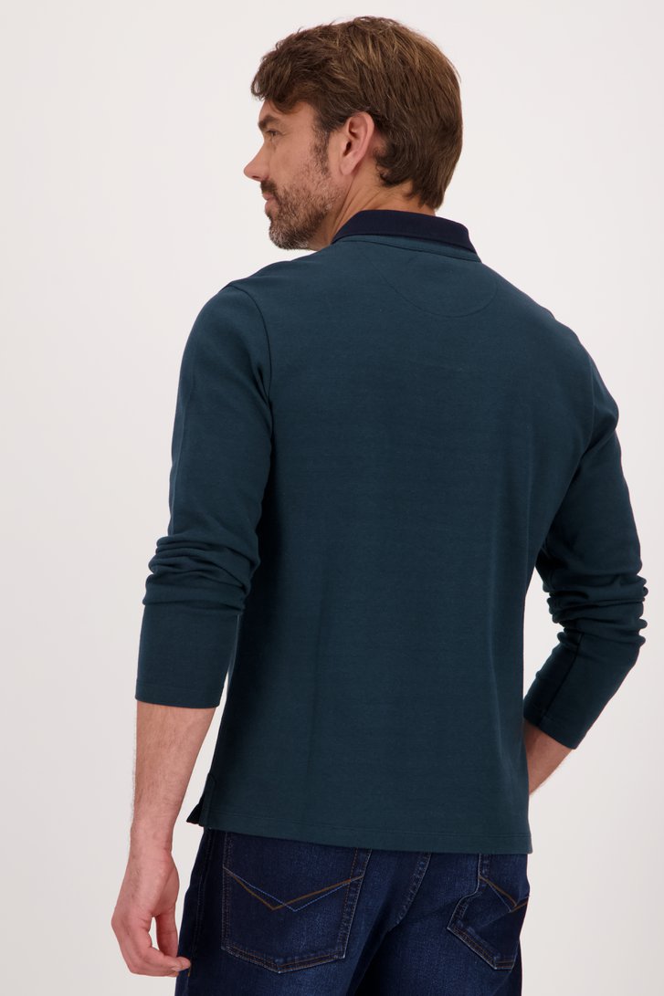 Donkergroene polo met lange mouwen van Dansaert Blue voor Heren