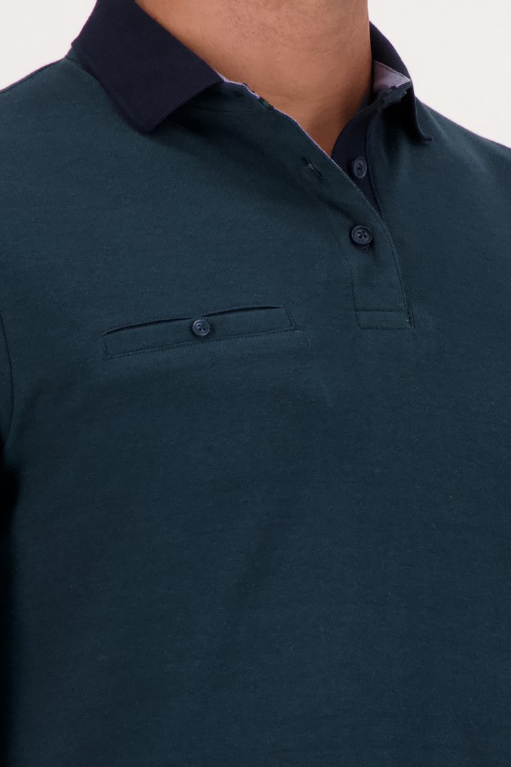 Donkergroene polo met lange mouwen van Dansaert Blue voor Heren