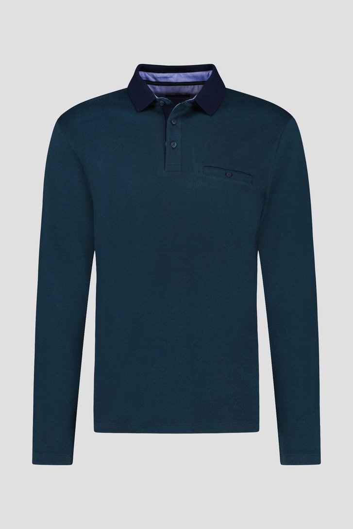 Donkergroene polo met lange mouwen van Dansaert Blue voor Heren