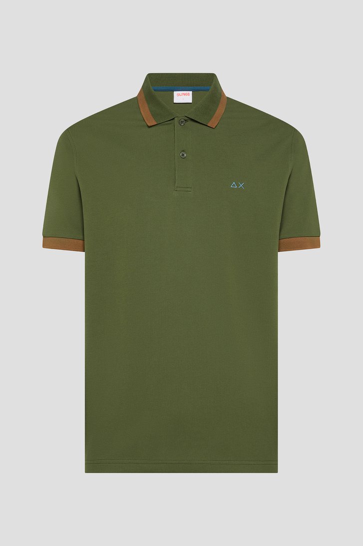 Productfoto 1 van Donkergroene polo met roze accent door Sun68 voor Heren