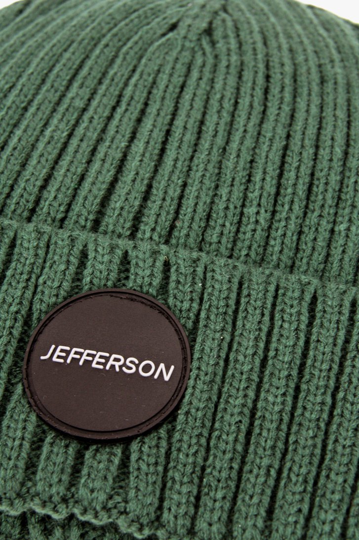 Donkergroene ribgebreide muts van Jefferson voor Heren