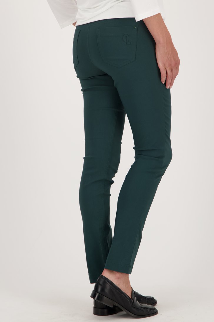 Donkergroene stretchbroek met elastische taille van Claude Arielle voor Dames