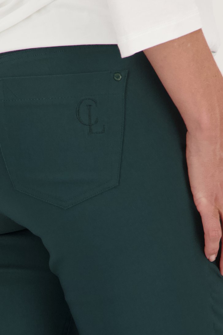 Donkergroene stretchbroek met elastische taille van Claude Arielle voor Dames