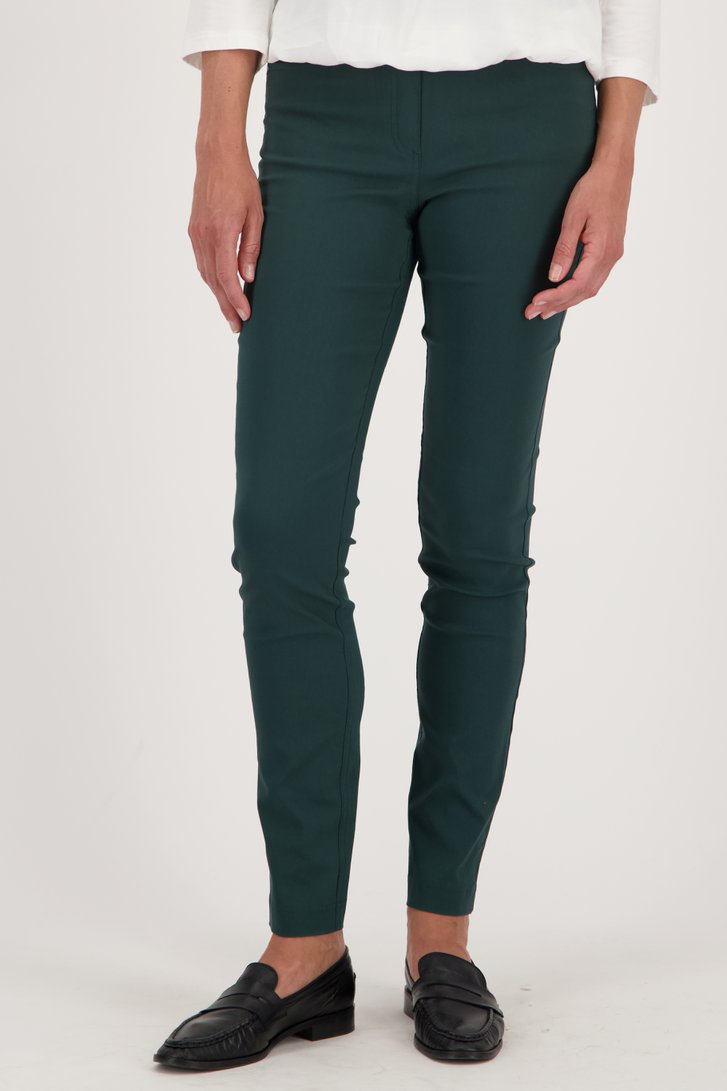 Donkergroene stretchbroek met elastische taille van Claude Arielle voor Dames