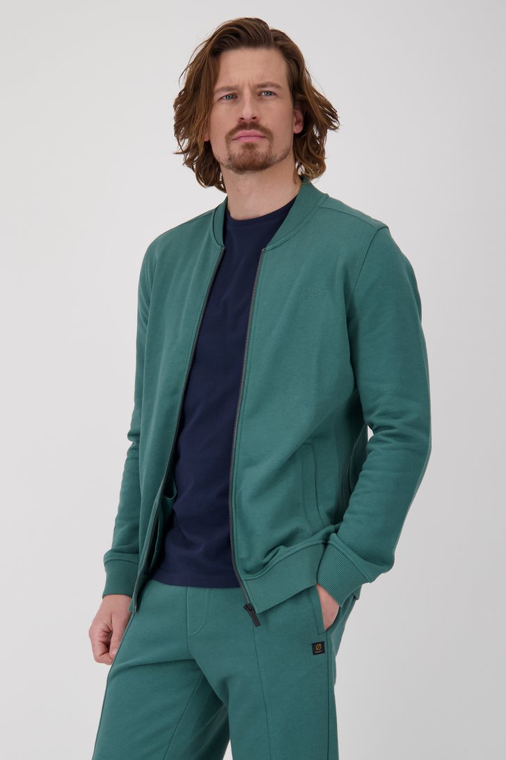 Donkergroene sweater met rits van Ravøtt voor Heren