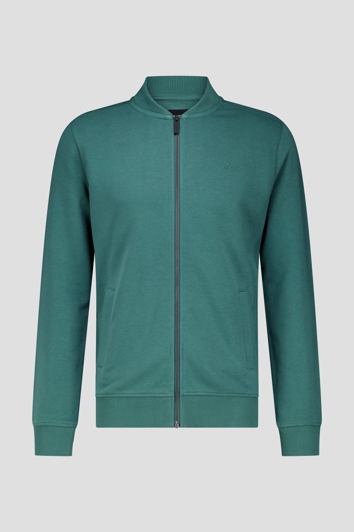 Donkergroene sweater met rits van Ravøtt voor Heren