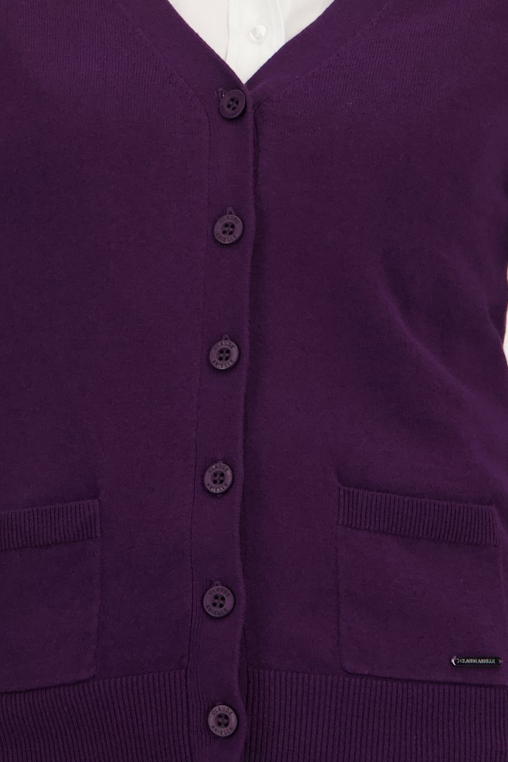 Donkerpaarse cardigan met ton-sur-ton knopen van Claude Arielle voor Dames