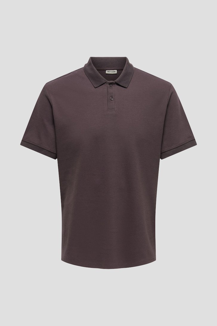 Productfoto 1 van Donkerpaarse polo met korte mouwen door Only & Sons voor Heren