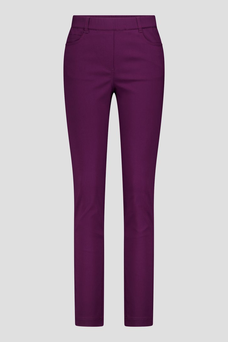 Productfoto 1 van Donkerpaarse stretchbroek met elastische taille door Claude Arielle voor Dames