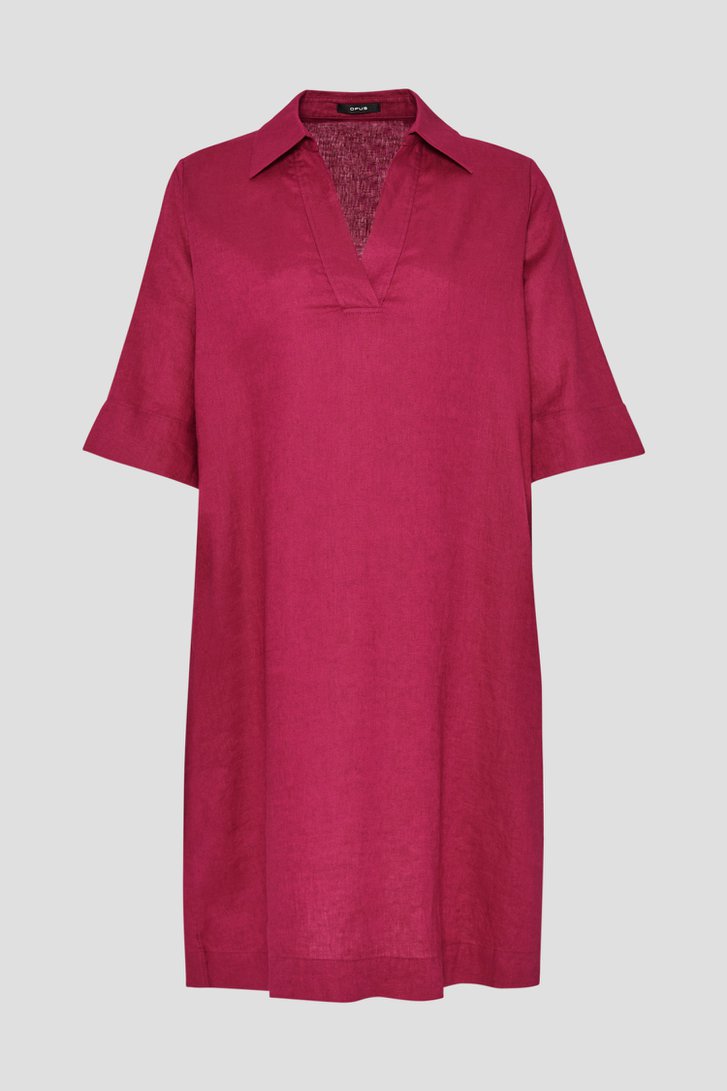 Donkerroze, linnen kleedje van Opus voor Dames