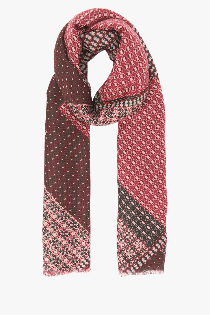 Donkerroze sjaal met print van Liberty Island voor Dames