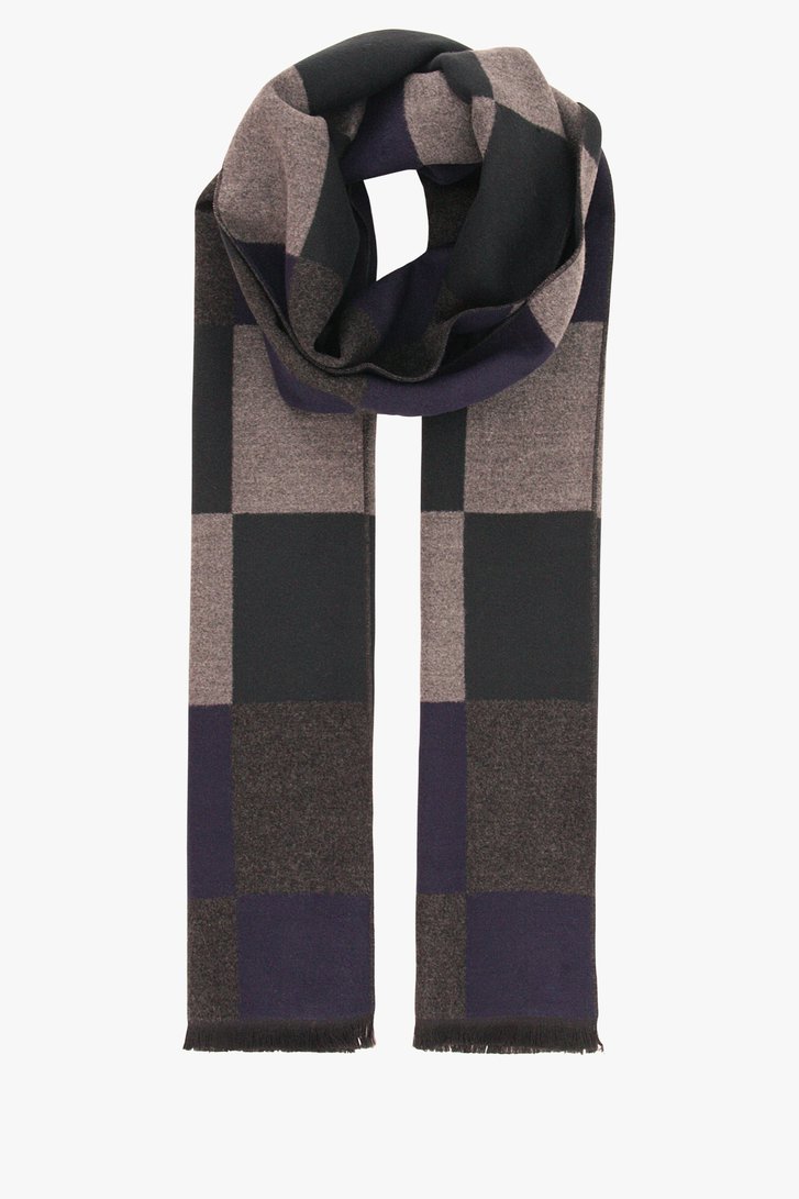 Écharpe à carreaux bleu foncé-vert foncé-gris de Michaelis pour Hommes