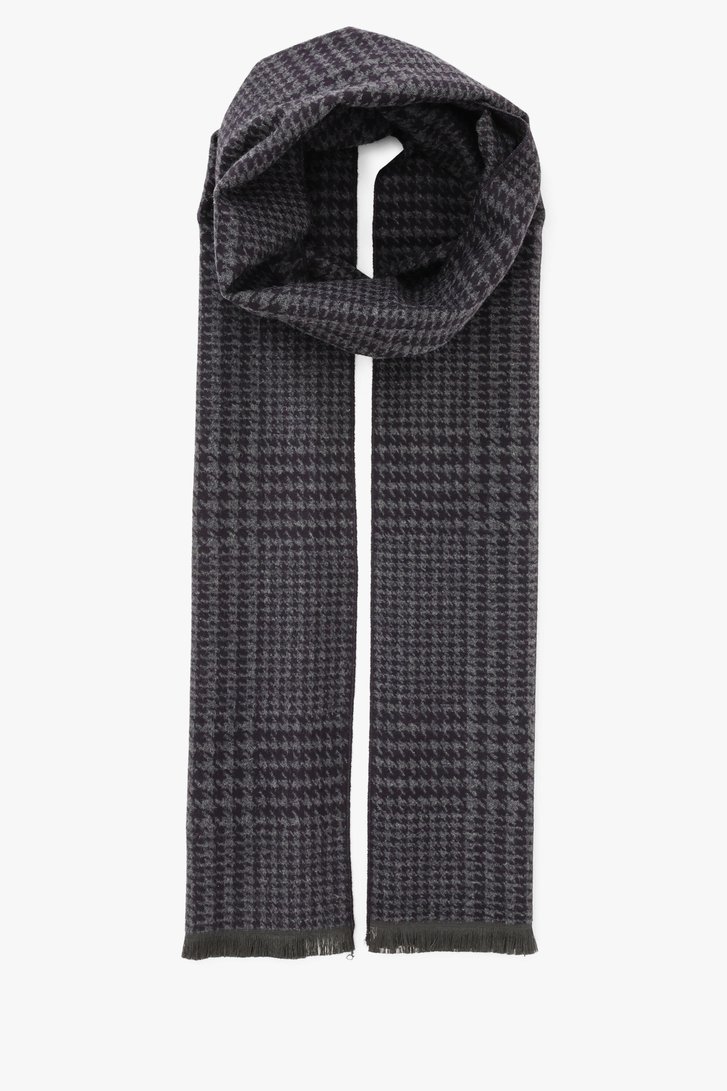 Écharpe avec motif pied-de-poule gris-marine de Michaelis pour Hommes