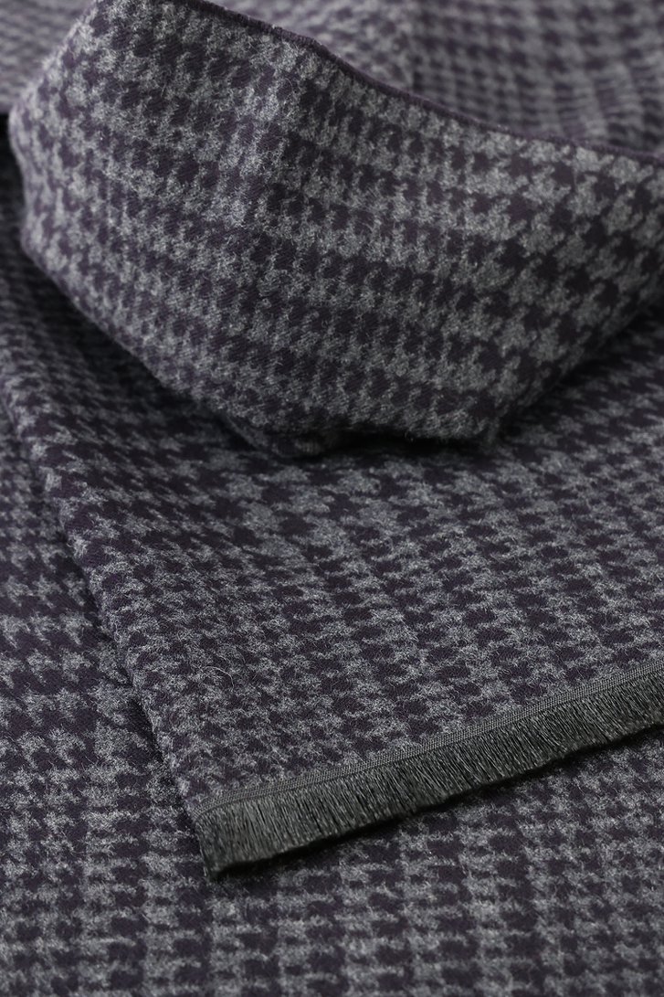Écharpe avec motif pied-de-poule gris-marine de Michaelis pour Hommes