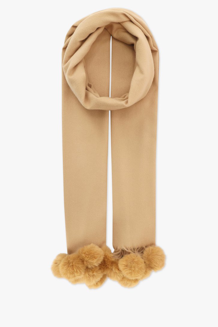 Écharpe d'hiver beige avec pompons de Liberty Island pour Femmes