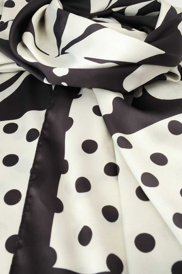 Echarpe écru-noir à fleurs et pois de D'Auvry pour Femmes