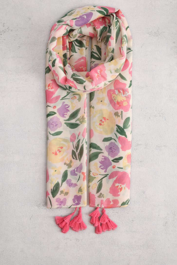 Echarpe florale en beige, rose et violet de Liberty Island pour Femmes