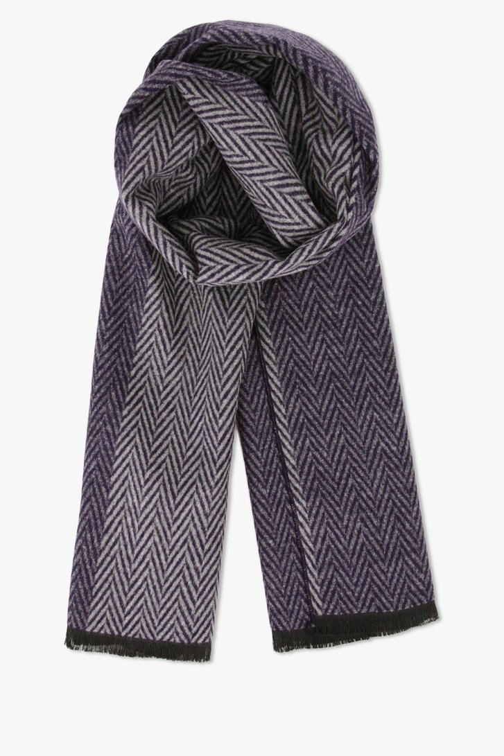 Écharpe grise avec motif à chevrons bleu marine de Michaelis pour Hommes
