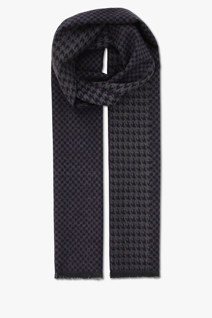 Écharpe grise avec motif pied-de-poule bleu de Michaelis pour Hommes