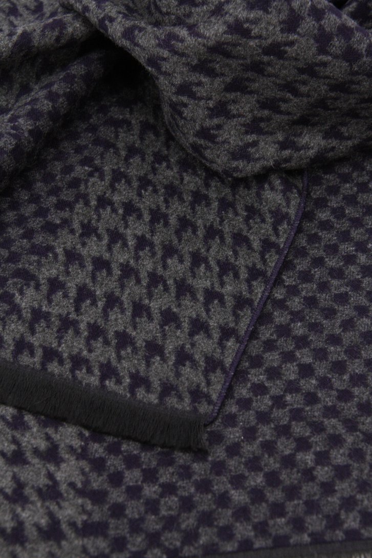 Écharpe grise avec motif pied-de-poule bleu de Michaelis pour Hommes