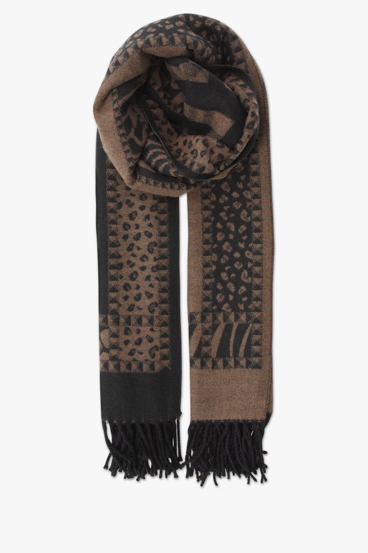 Écharpe noire avec imprimé marron de Modeno pour Femmes