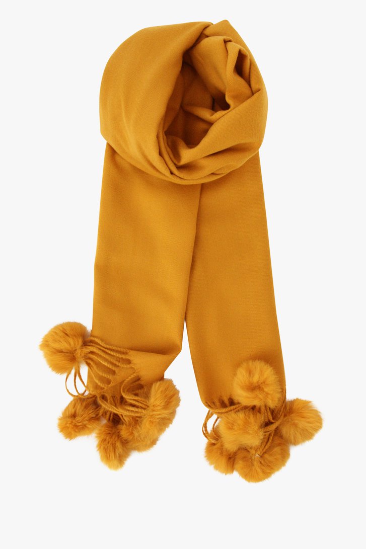 Echarpe ocre avec pompons de Liberty Island pour Femmes