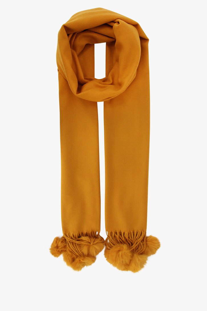Echarpe ocre avec pompons de Liberty Island pour Femmes