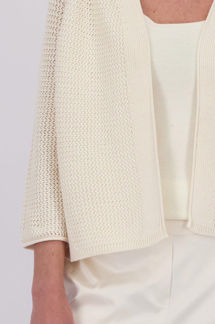 Ecru ajour gebreide cardigan van Barbara Lebek voor Dames