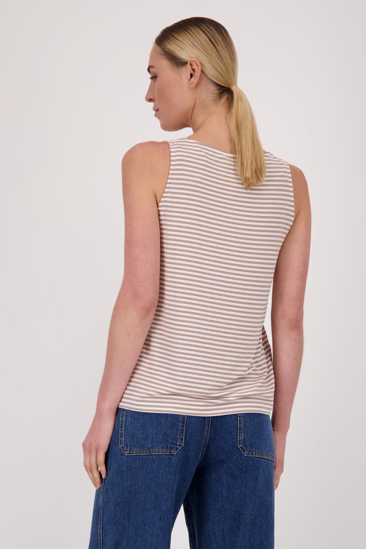 Ecru-beige gestreept topje met brede bandjes van Liberty Island voor Dames