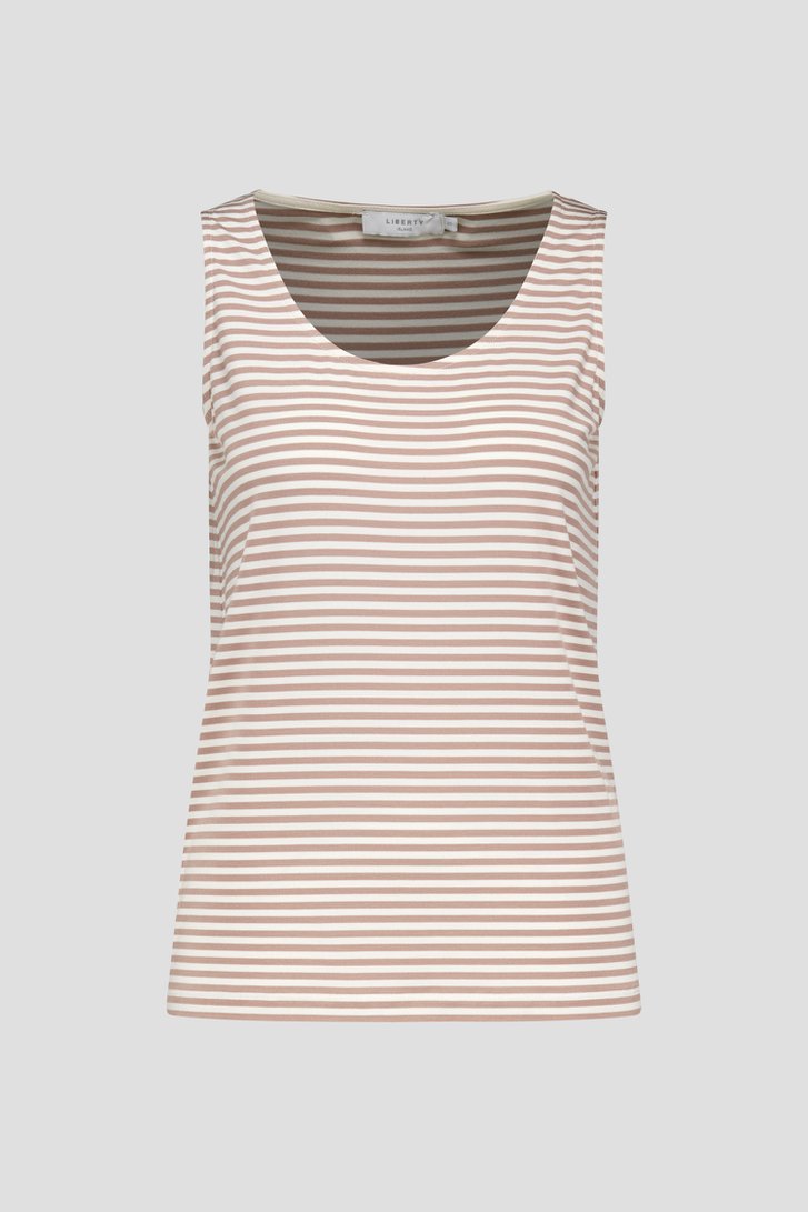 Ecru-beige gestreept topje met brede bandjes van Liberty Island voor Dames