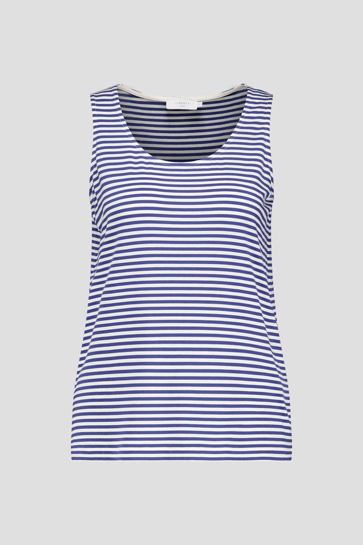 Ecru-blauw gestreept topje met brede bandjes van Liberty Island voor Dames