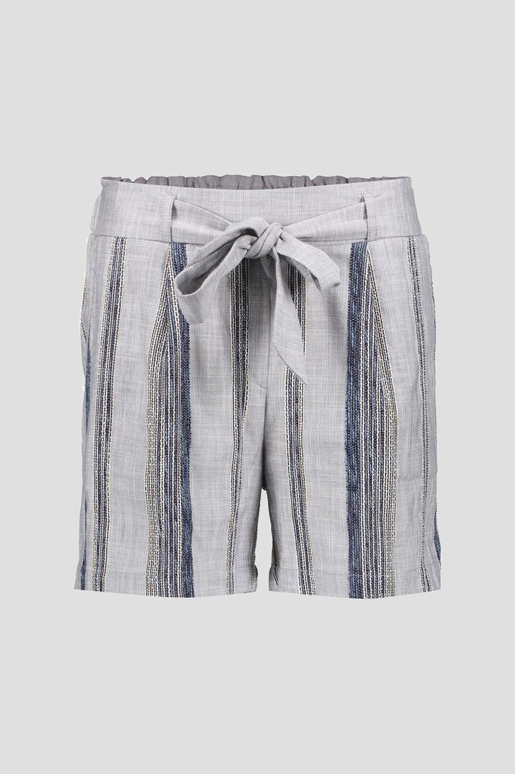 Ecru-blauwe paperbag short met gestreept motief van Geisha voor Dames