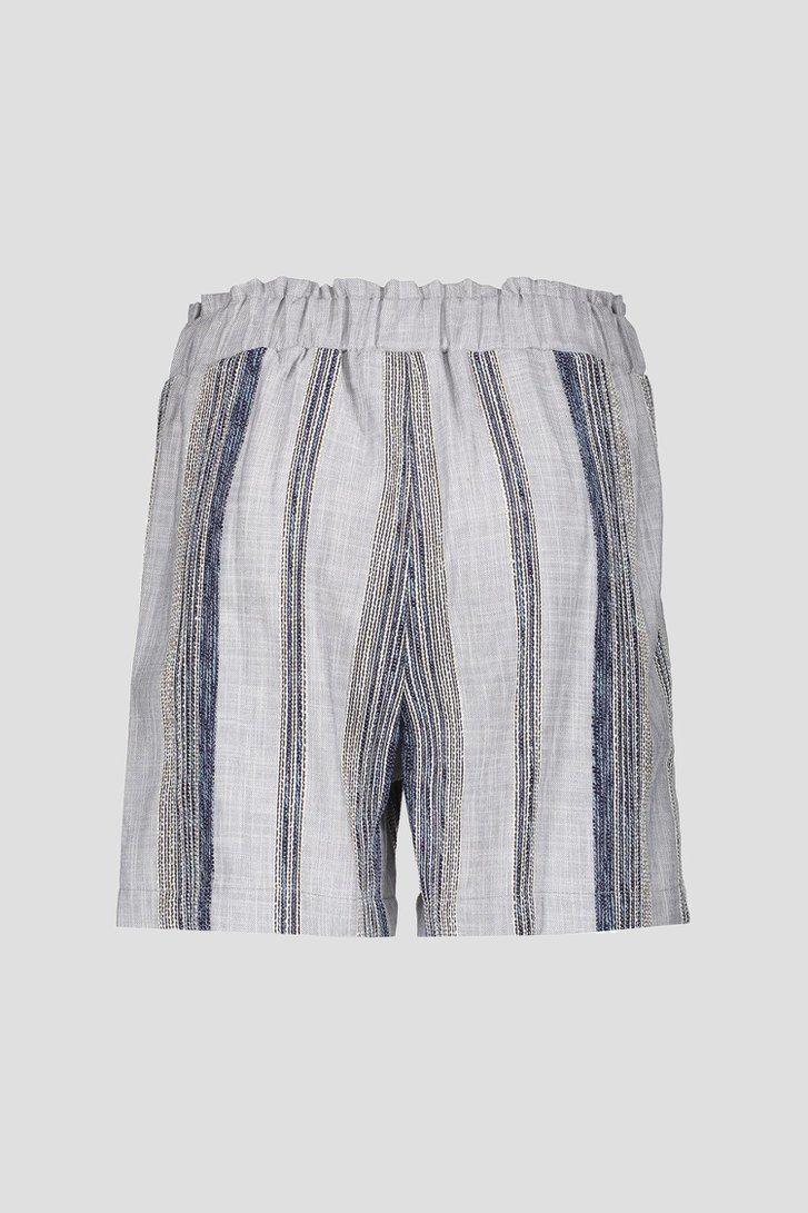 Ecru-blauwe paperbag short met gestreept motief van Geisha voor Dames