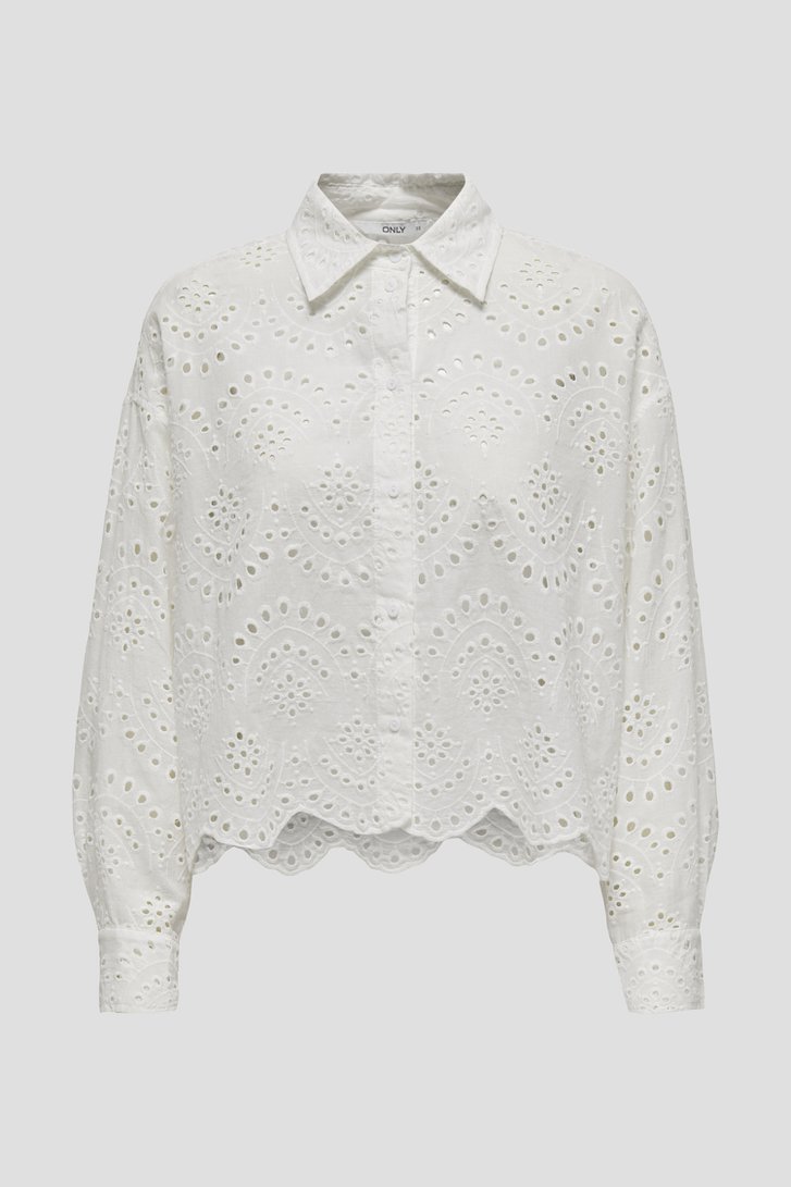 Ecru blouse met ajour gebreid motief van Only Carmakoma voor Dames