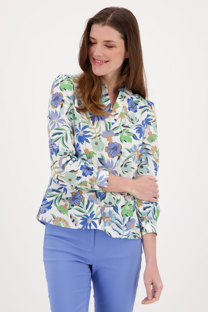 Ecru blouse met bloemenprint van Claude Arielle voor Dames
