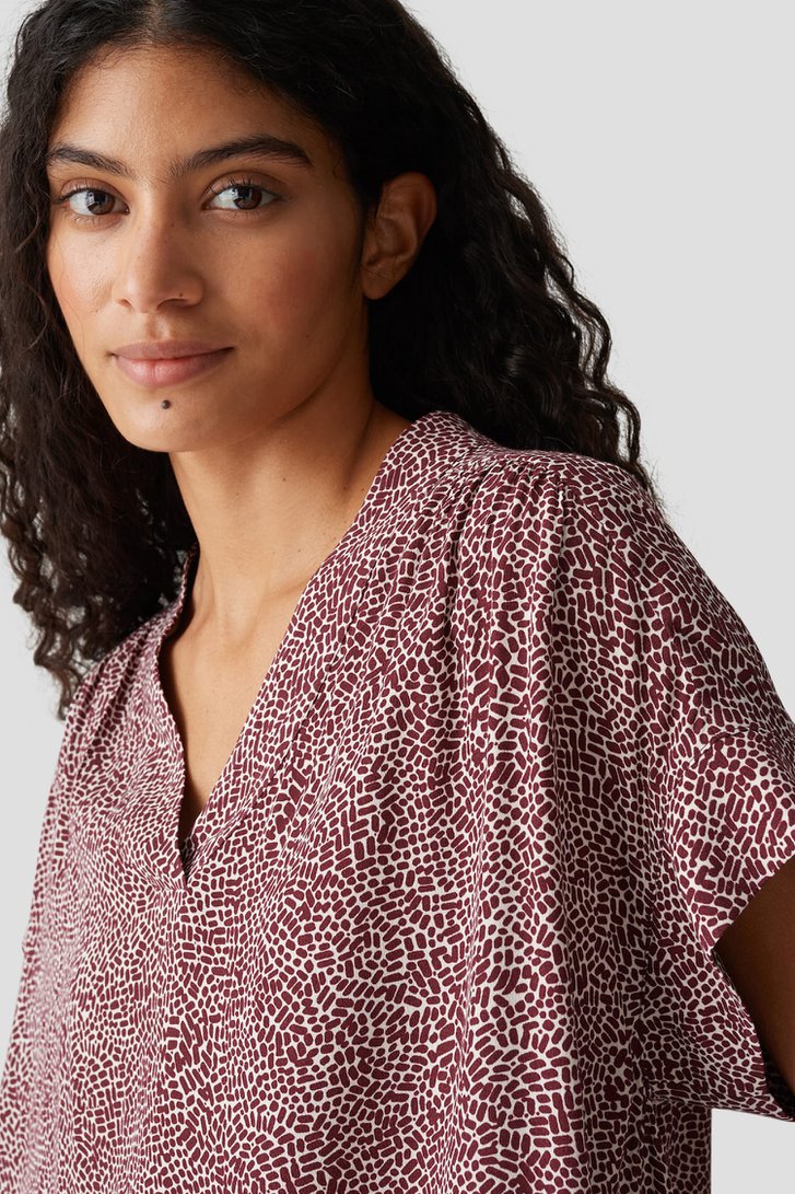 Ecru blouse met bordeaux print van Opus voor Dames