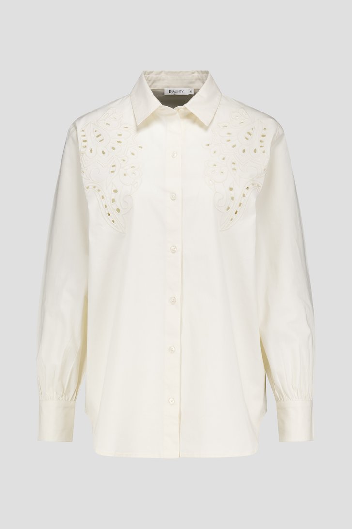 Ecru blouse met broderie anglaise  van D'Auvry voor Dames