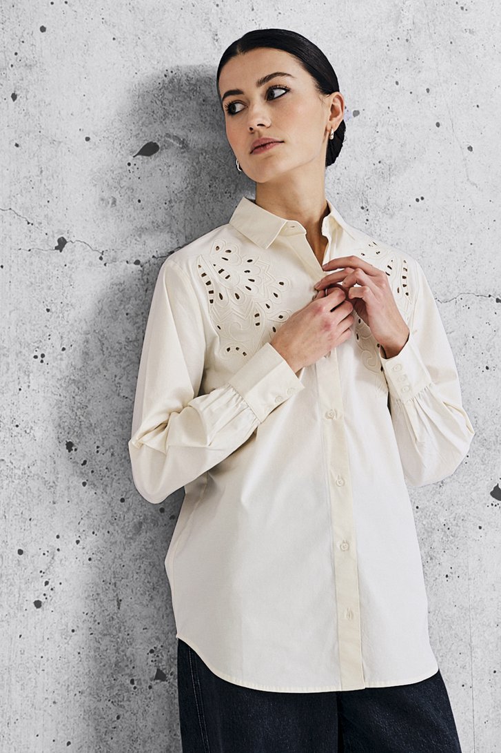 Ecru blouse met broderie anglaise  van D'Auvry voor Dames