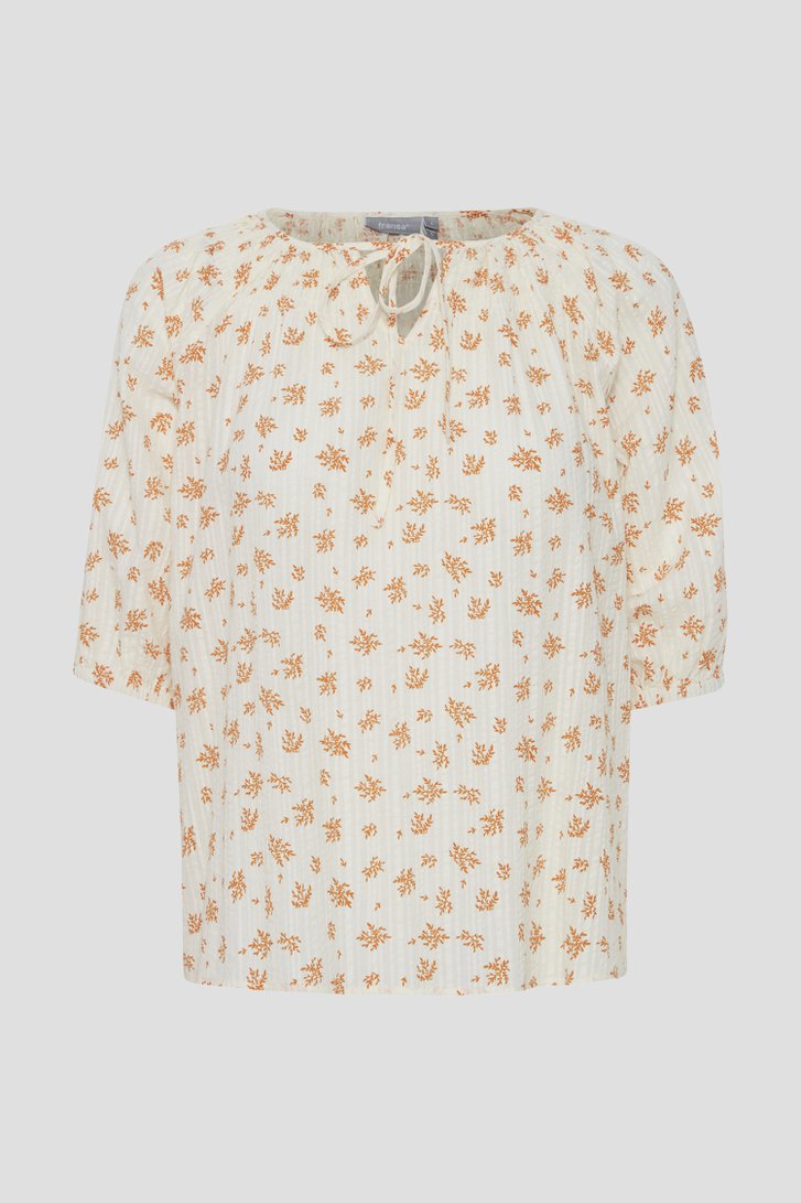 Ecru blouse met fijne oranje print van Fransa voor Dames