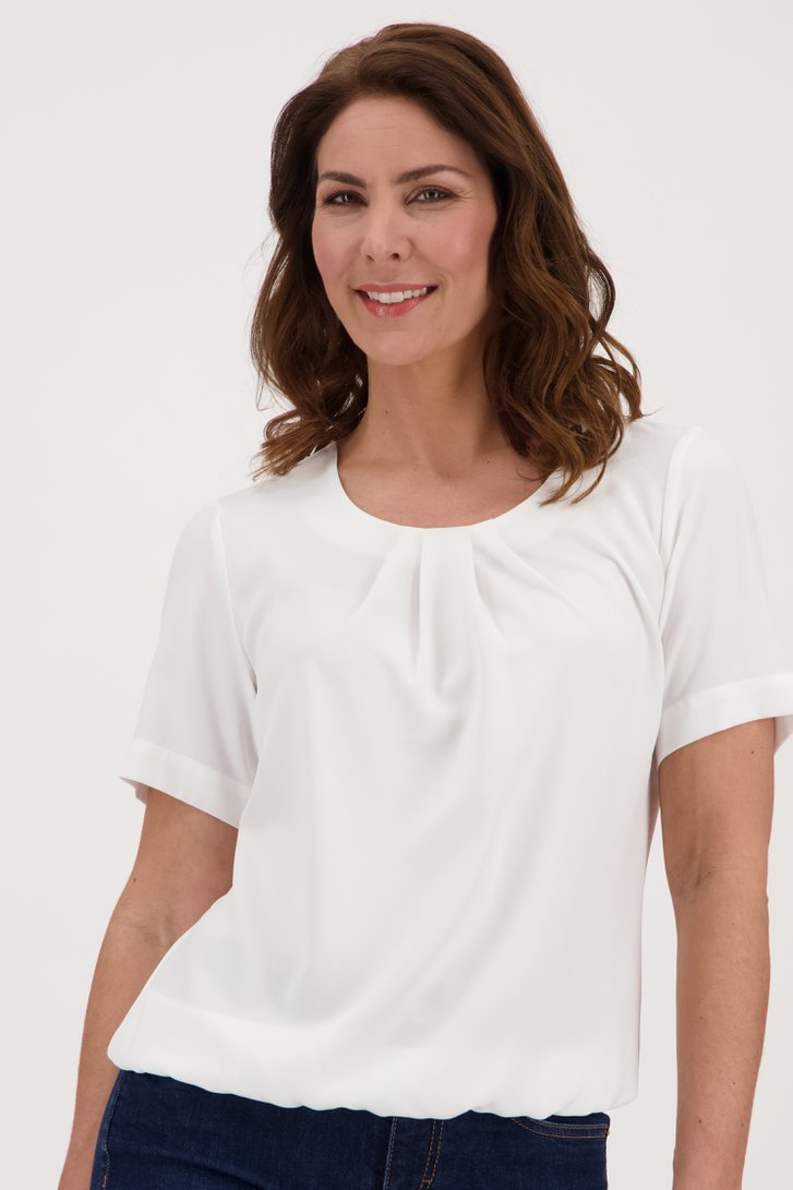Ecru blouse met korte mouwen van Claude Arielle voor Dames