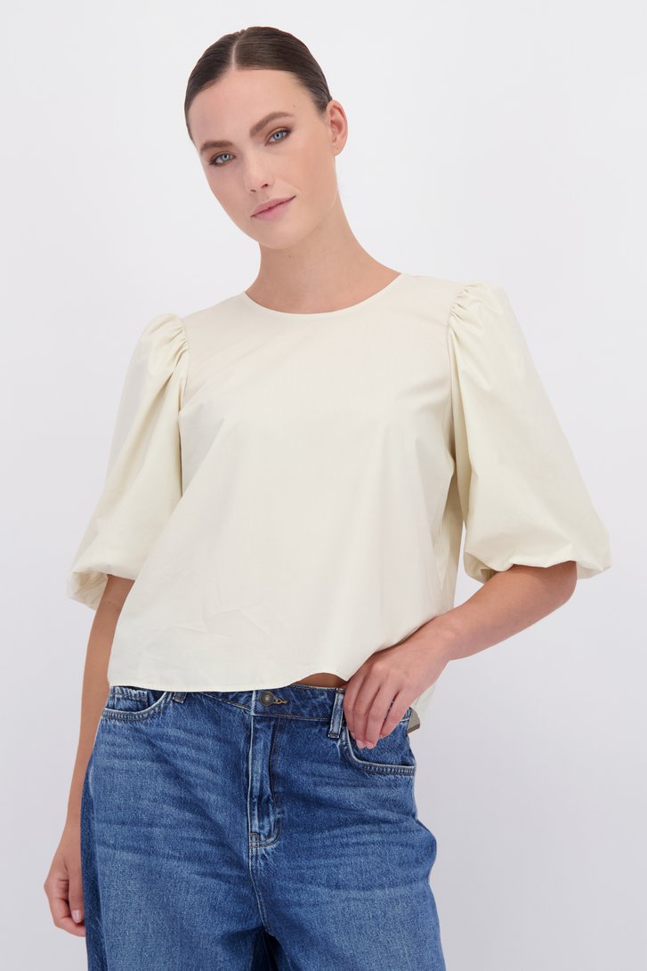 Voorkant van Ecru blouse met pofmouwen door JDY voor Dames