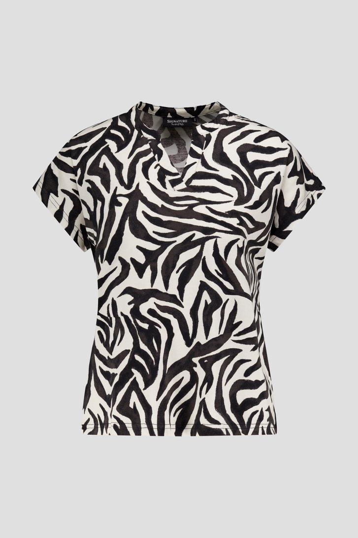 Ecru blouse met zebraprint van Signature voor Dames